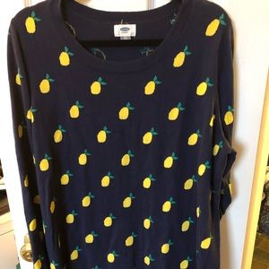 Navy blue sweater with lemons. Old Navy XXL COTTON